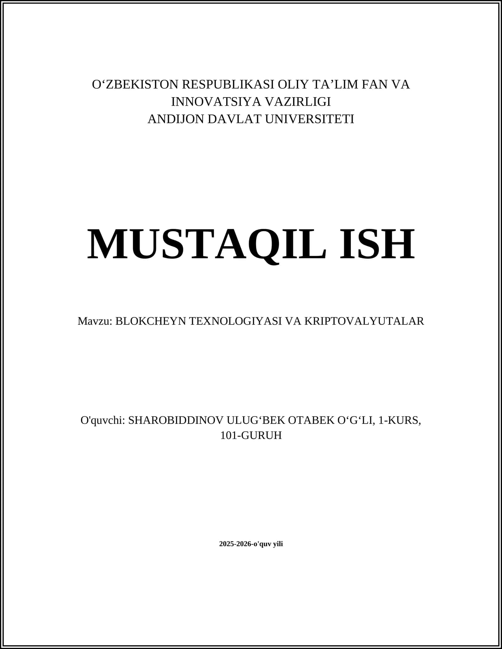 BLOKCHEYN TEXNOLOGIYASI VA KRIPTOVALYUTALAR 1