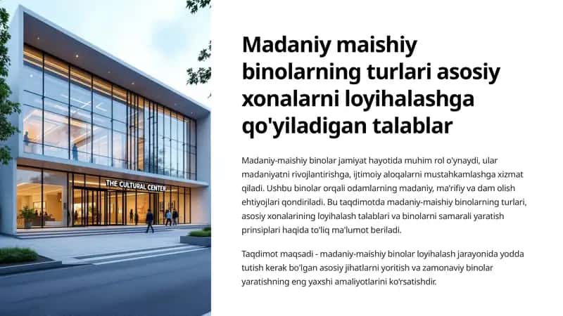 Madaniy maishiy binolarning turlari asosiy xonalarni loyihalashga qo'yiladigan talablar 1