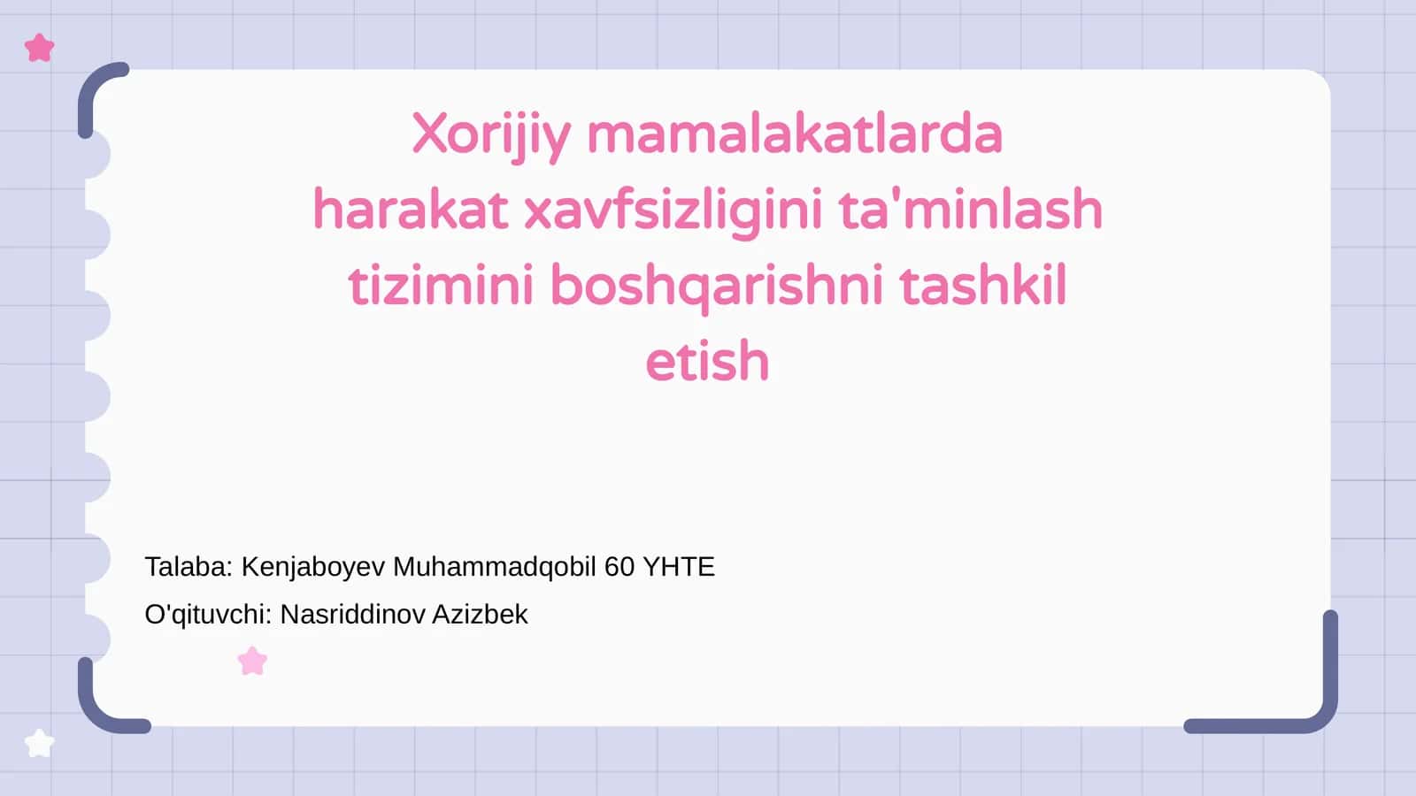Xorijiy mamalakatlarda harakat xavfsizligini ta'minlash tizimini boshqarishni tashkil etish 1