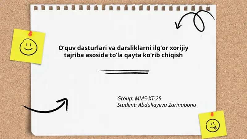 Xorijiy ilgʻor taʼlim standartlarini Oʻzbekiston oʻquv dasturlariga integratsiyalash 1
