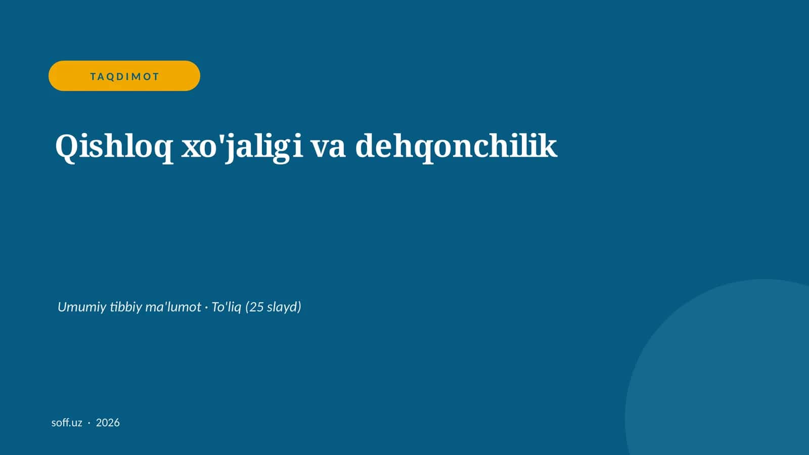 Qishloq xo'jaligi va dehqonchilik 1