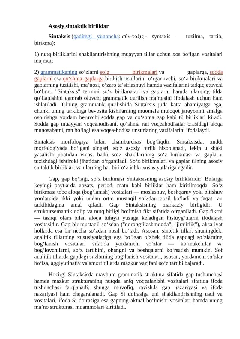 Asosiy sintaktik birliklar 1