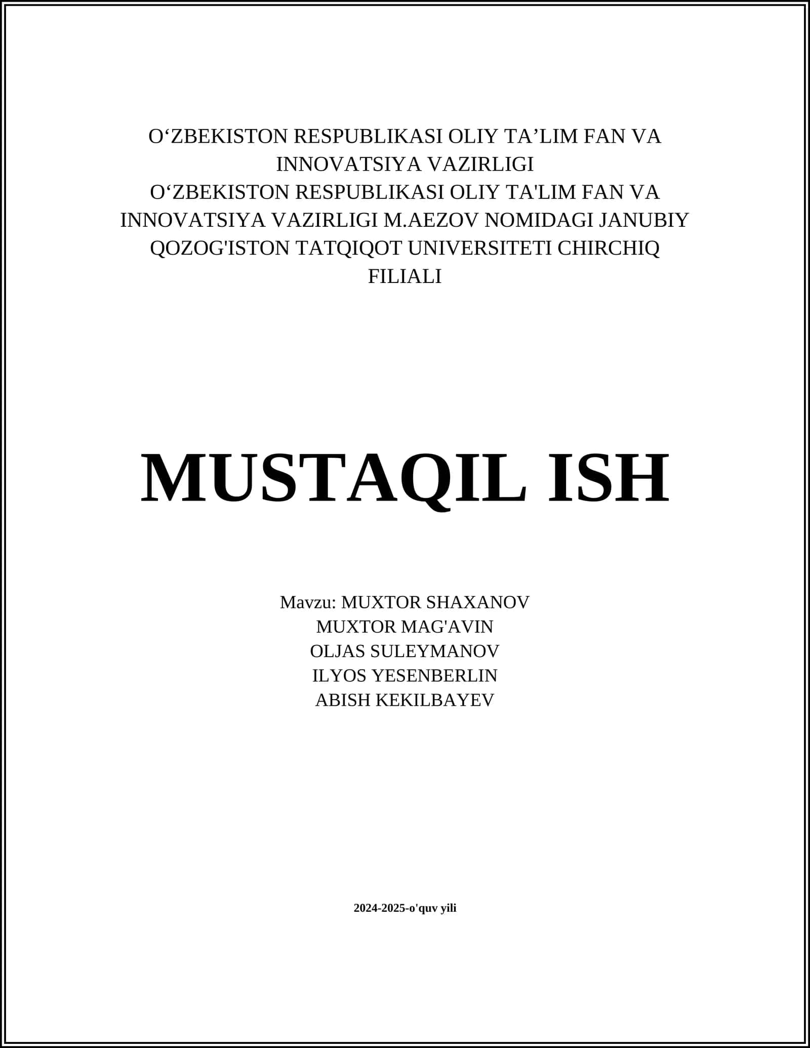 Muxtor Shoxonov ijodi 1