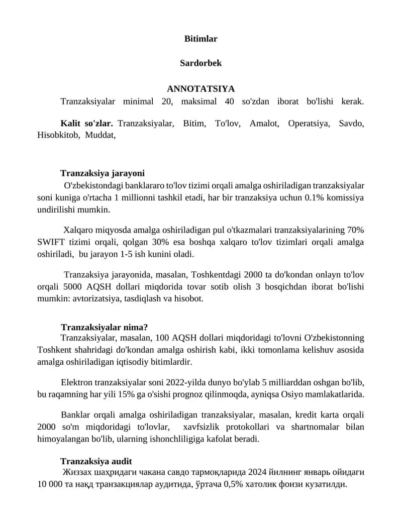 Tranzaksiyalar 1