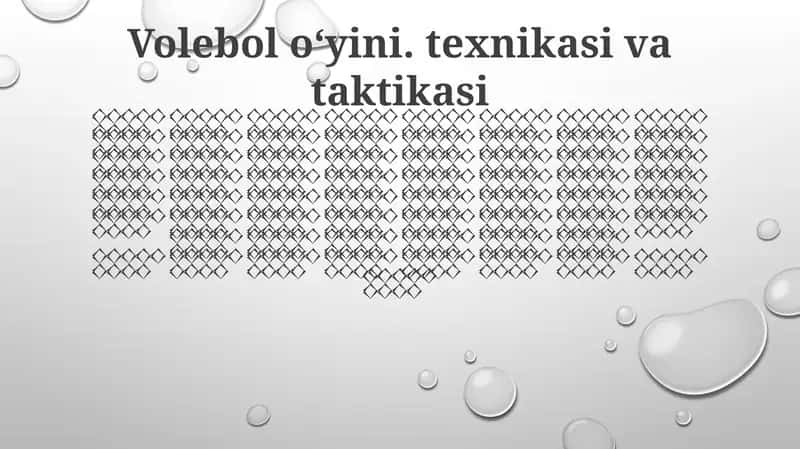 Volebol oʻyini. texnikasi va taktikasi 1