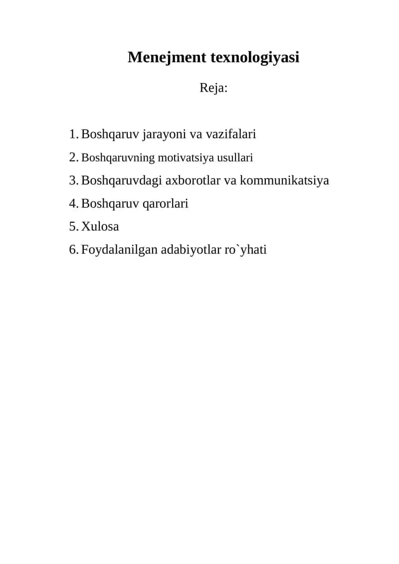 Menejment texnologiyasi 1