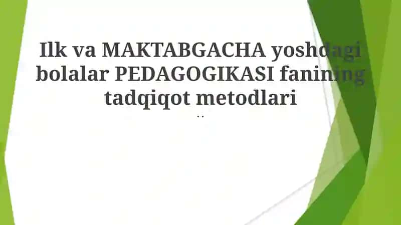 Maktabgacha ta'lim tadqiqotlari