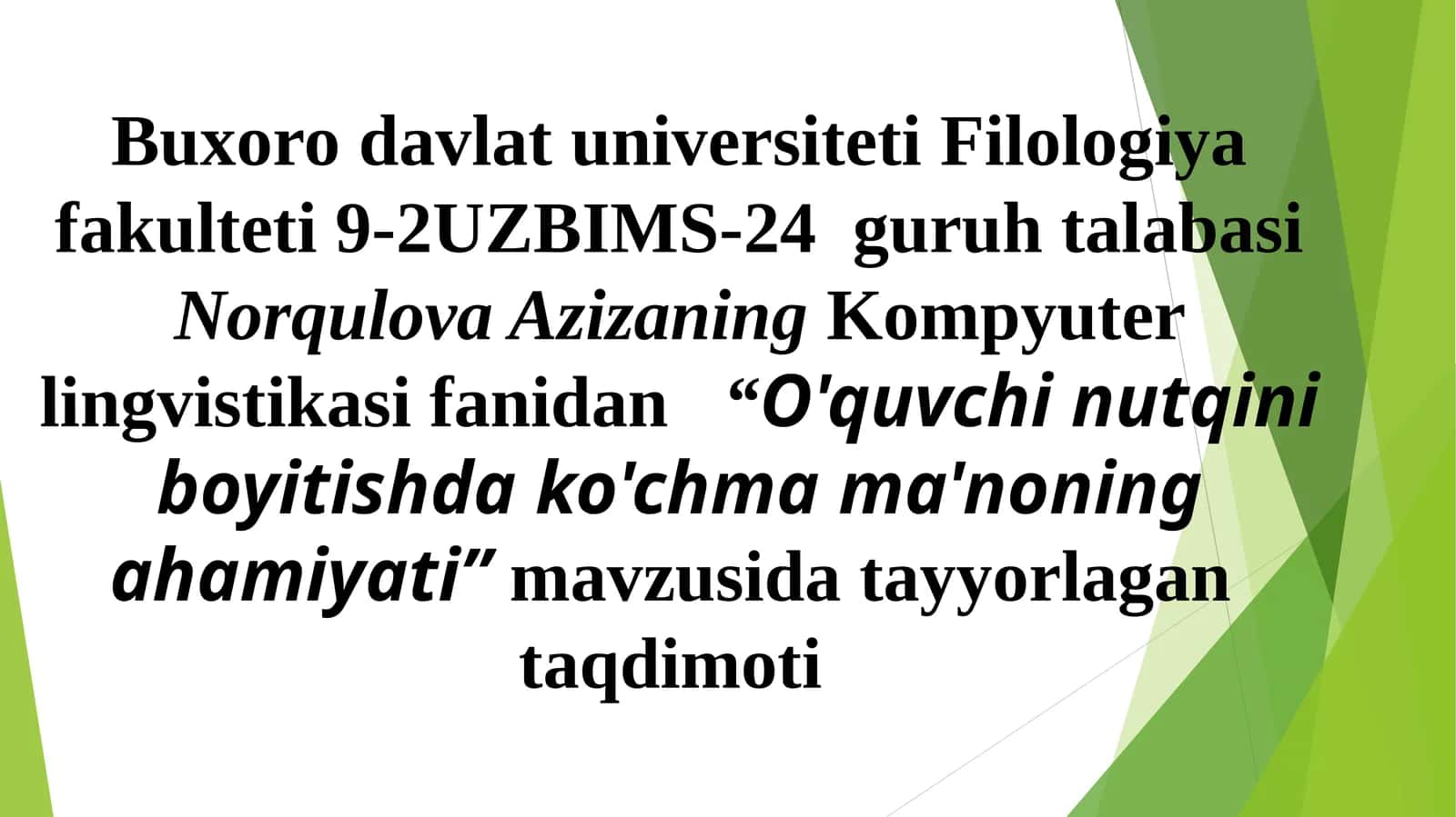 O'quvchi nutqini boyitishda ko'chma ma'noning ahamiyati 1