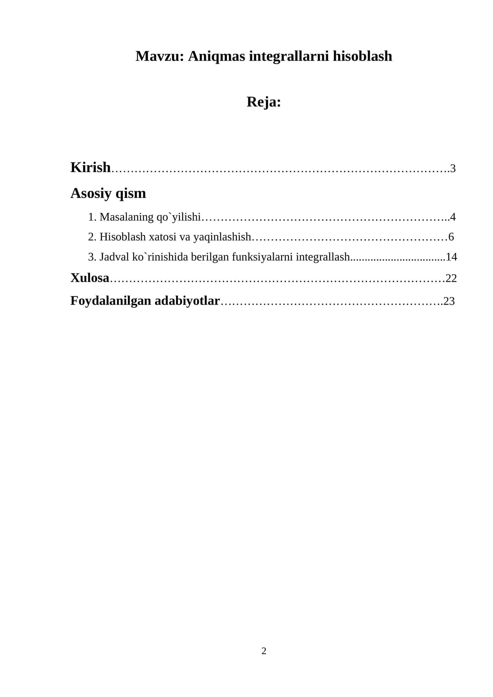 Aniqmas integrallarni hisoblash 1