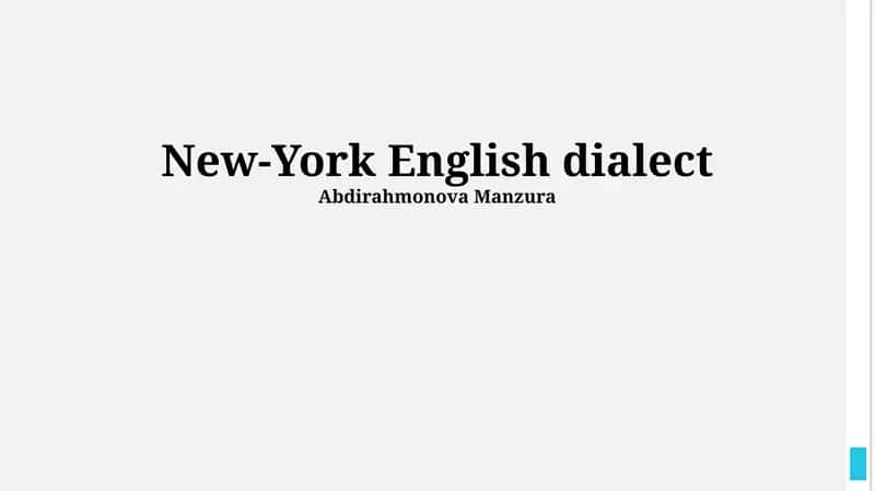 New-York English dialect 1