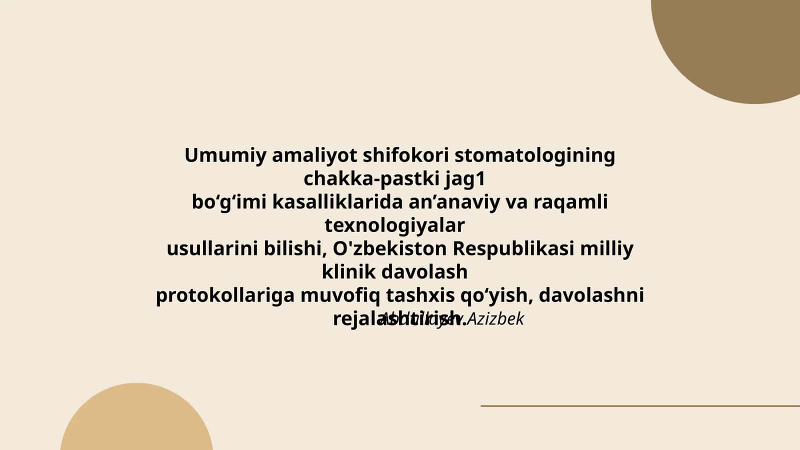 Umumiy amaliyot shifokori stomatologining chakka-pastki jag1 1