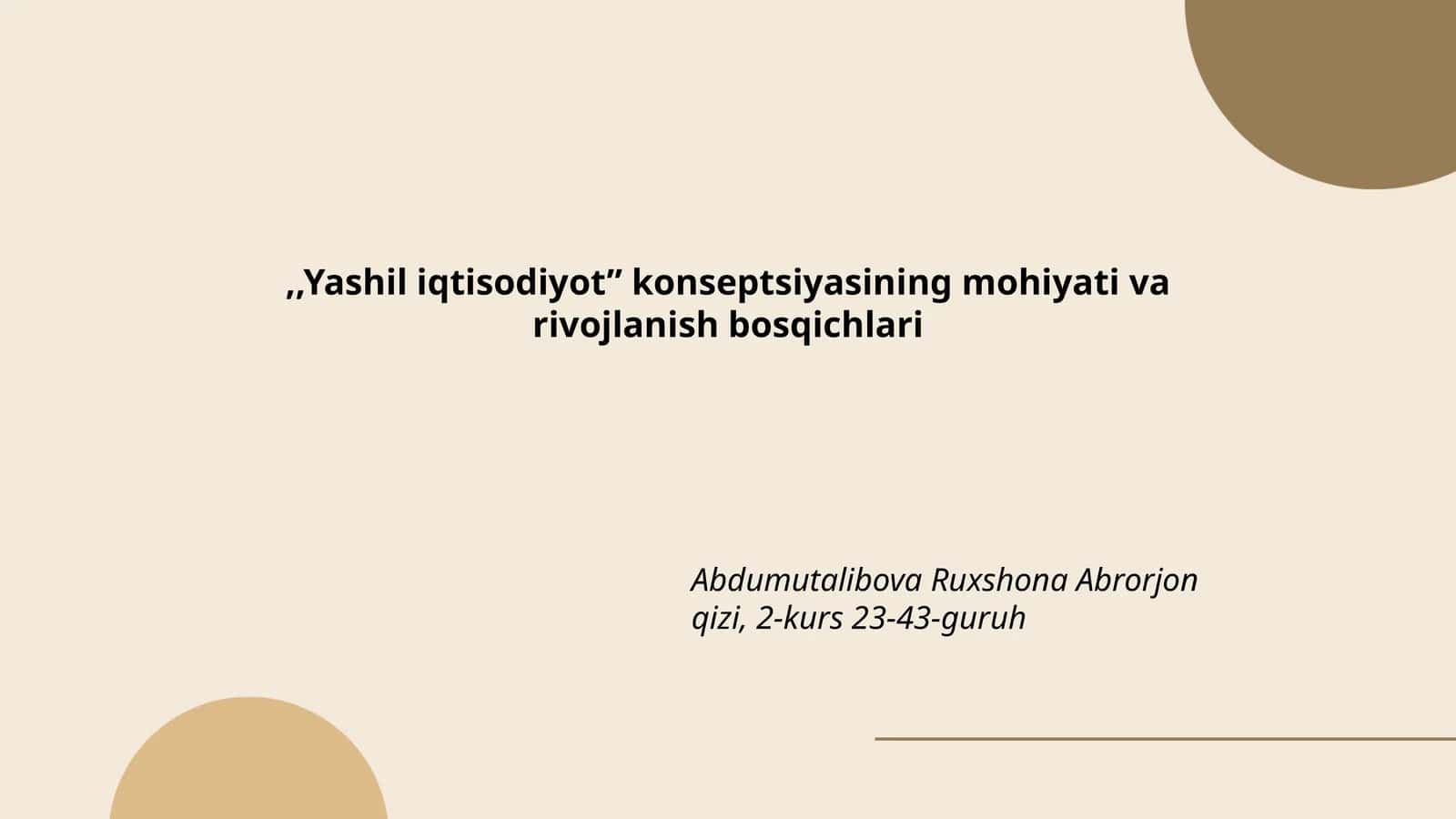 Yashil iqtisodiyotning mohiyati va rivojlanish bosqichlari 1