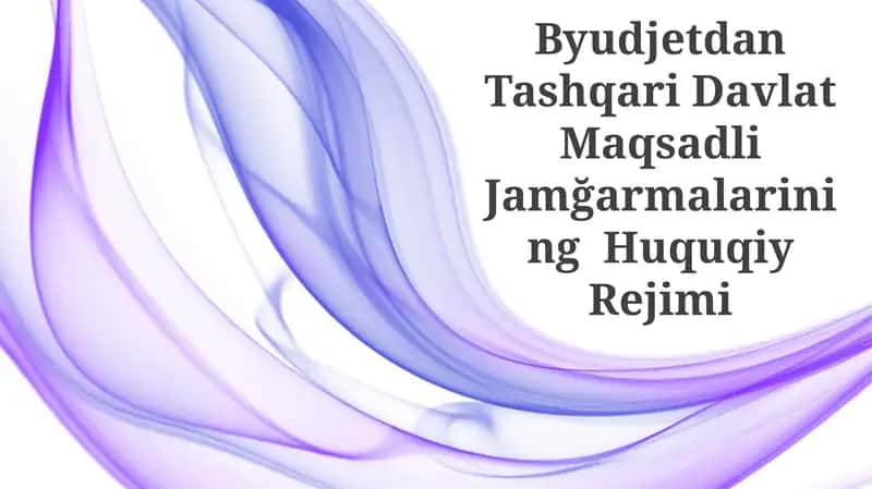Byudjetdan Tashqari Davlat Maqsadli Jamğarmalarining Huquqiy Rejimi 1