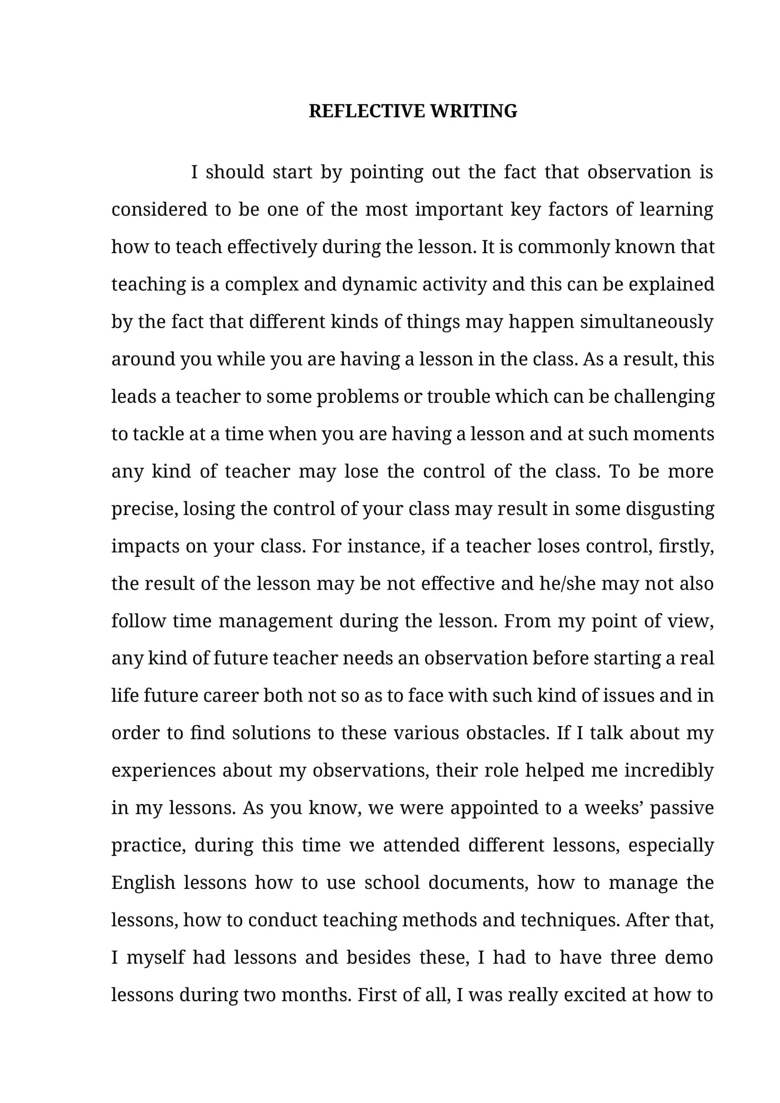 REFLECTIVE WRITING 1