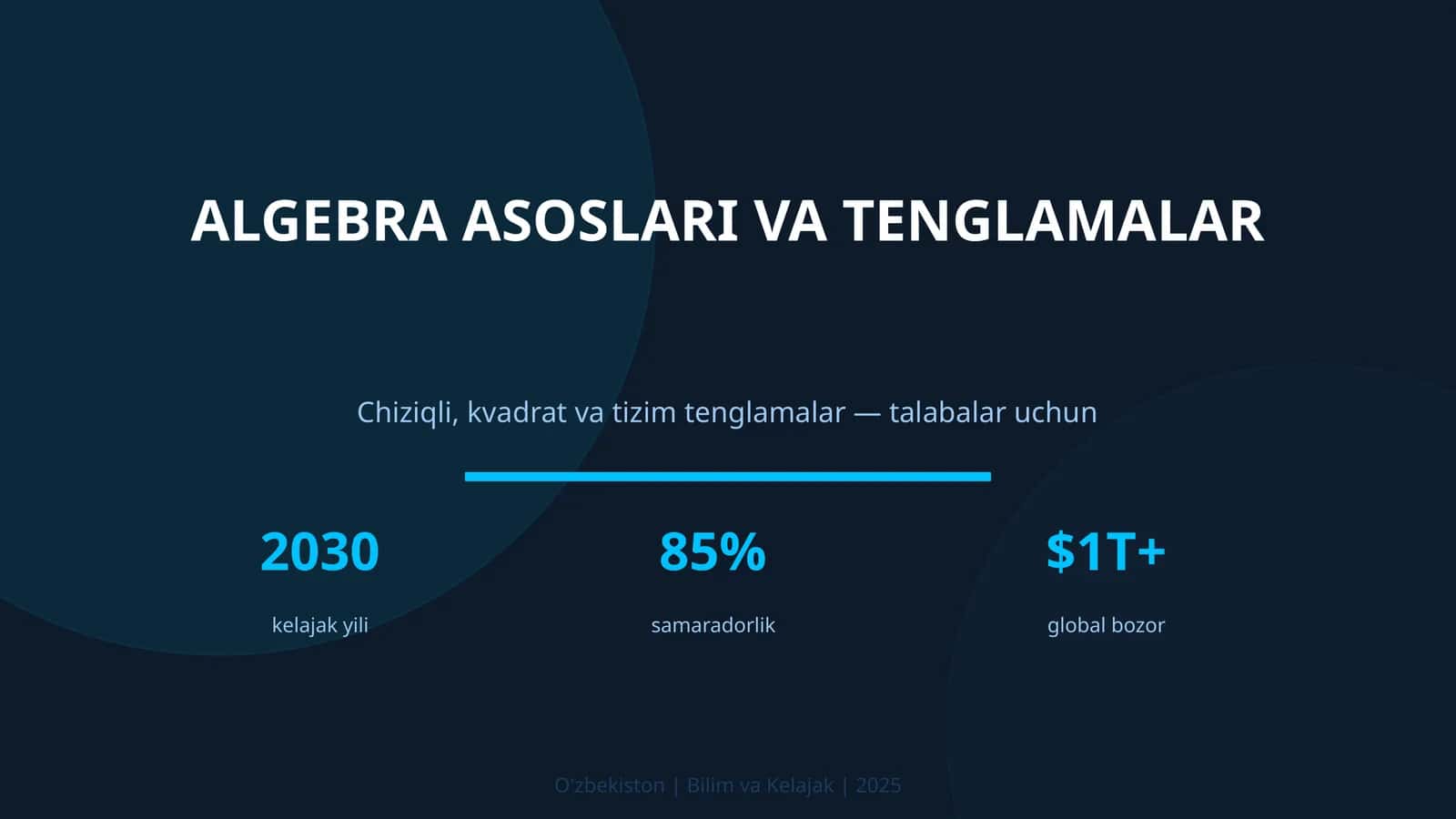 ALGEBRA ASOSLARI VA TENGLAMALAR 1