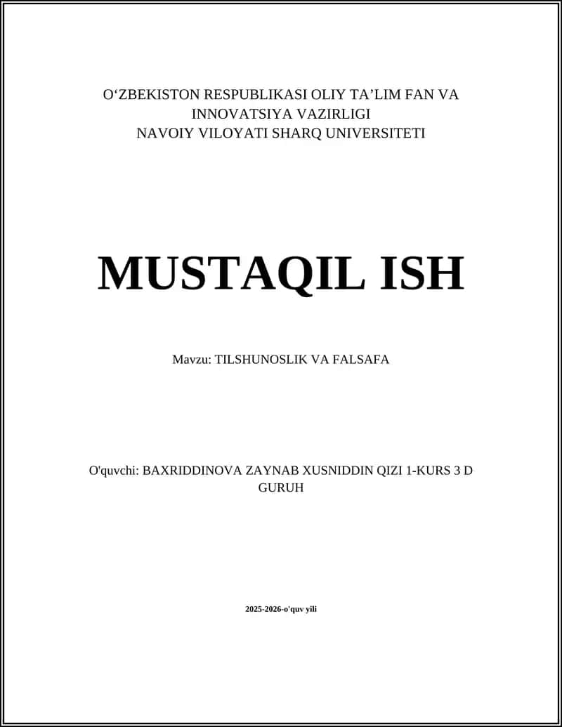 TILSHUNOSLIK VA FALSAFA 1