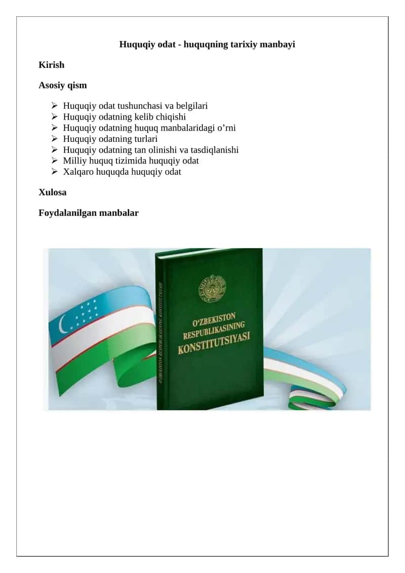 Huquqiy odat - huquqning tarixiy manbayi 1