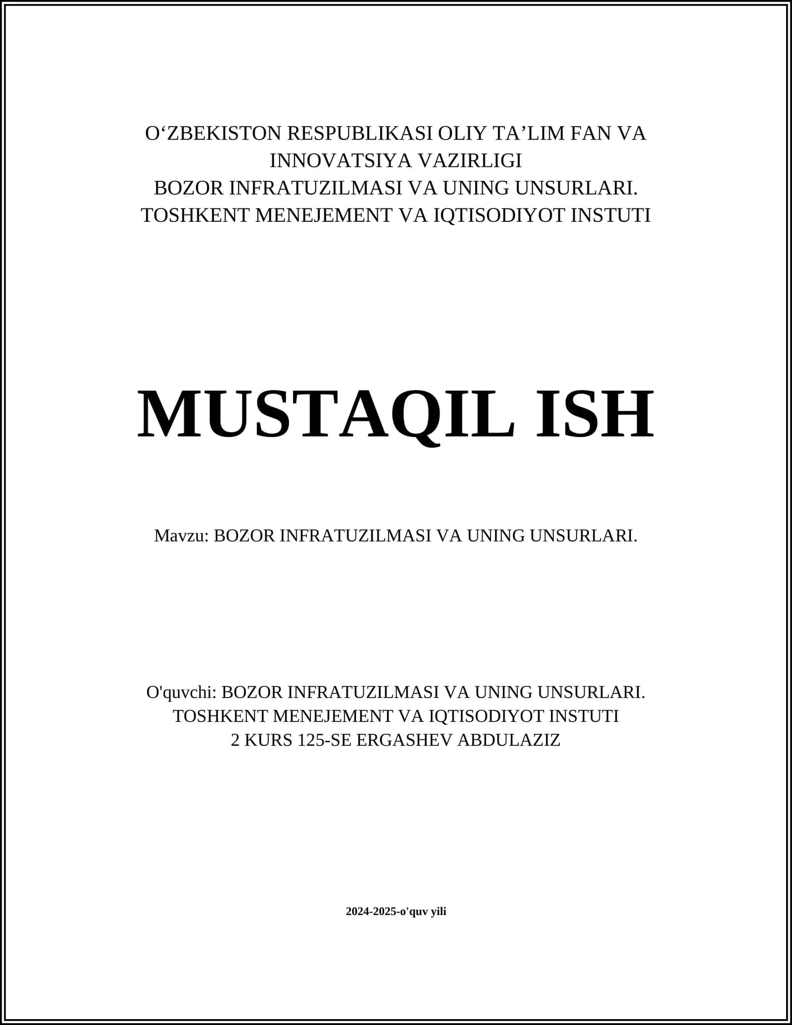 BOZOR INFRATUZILMASI VA UNING UNSURLARI 1