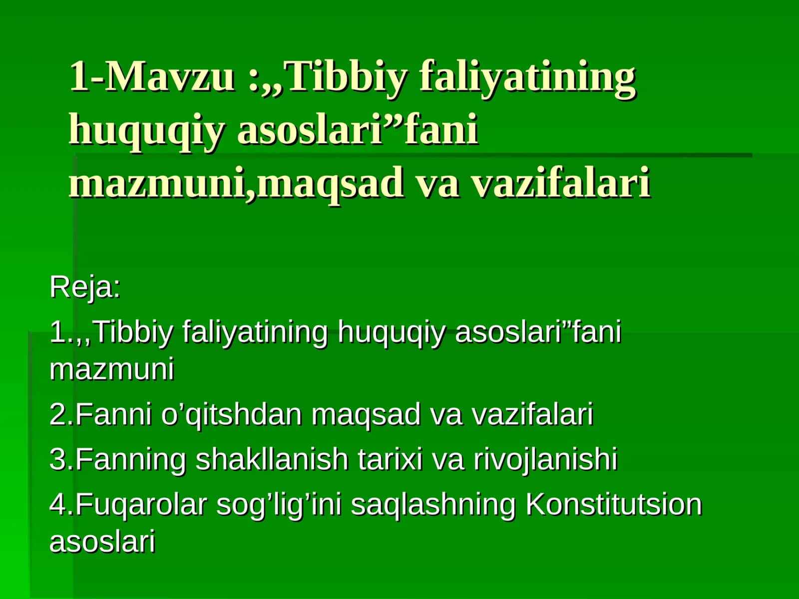 Tibbiy faliyatining huquqiy asoslari 1