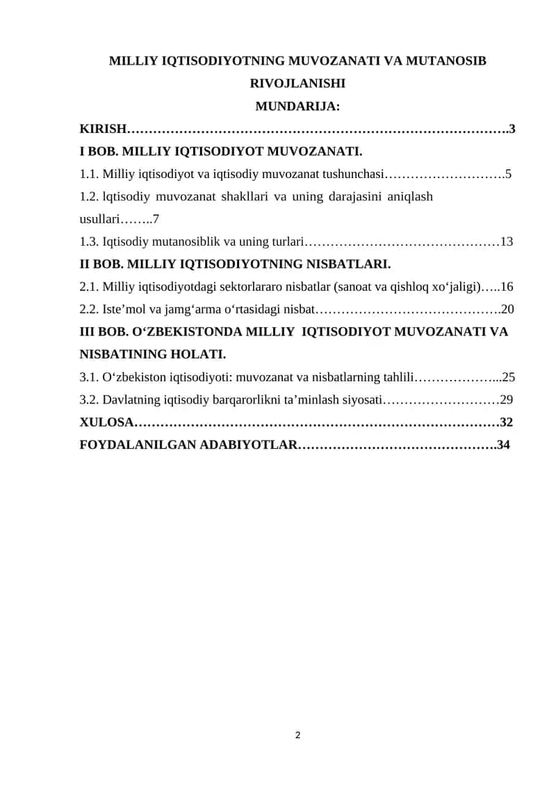 MILLIY IQTISODIYOTNING MUVOZANATI VA MUTANOSIB RIVOJLANISHI 1