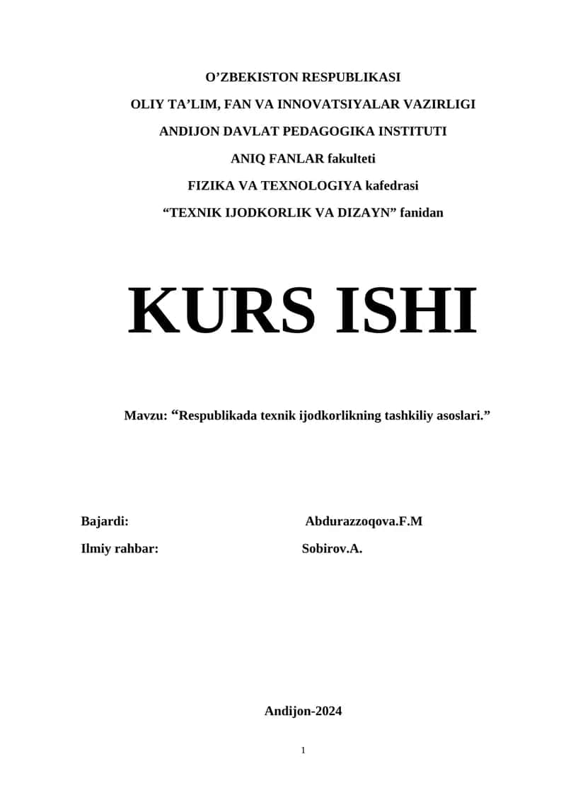 Respublikada texnik ijodkorlikning tashkiliy asoslari 1