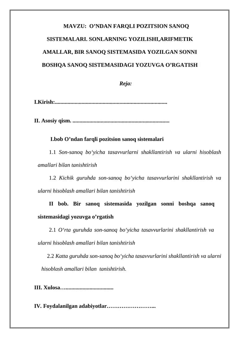 O’ndan farqli pozitsion sanoq sistemalari 1