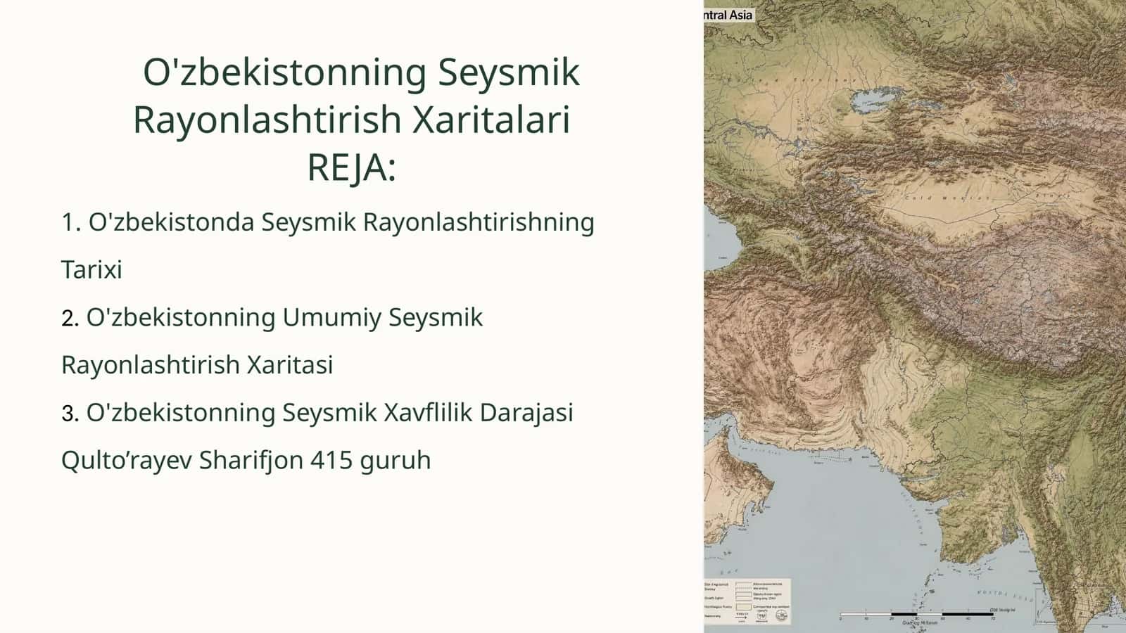 O'zbekistonning Seysmik Rayonlashtirish Xaritalari 1