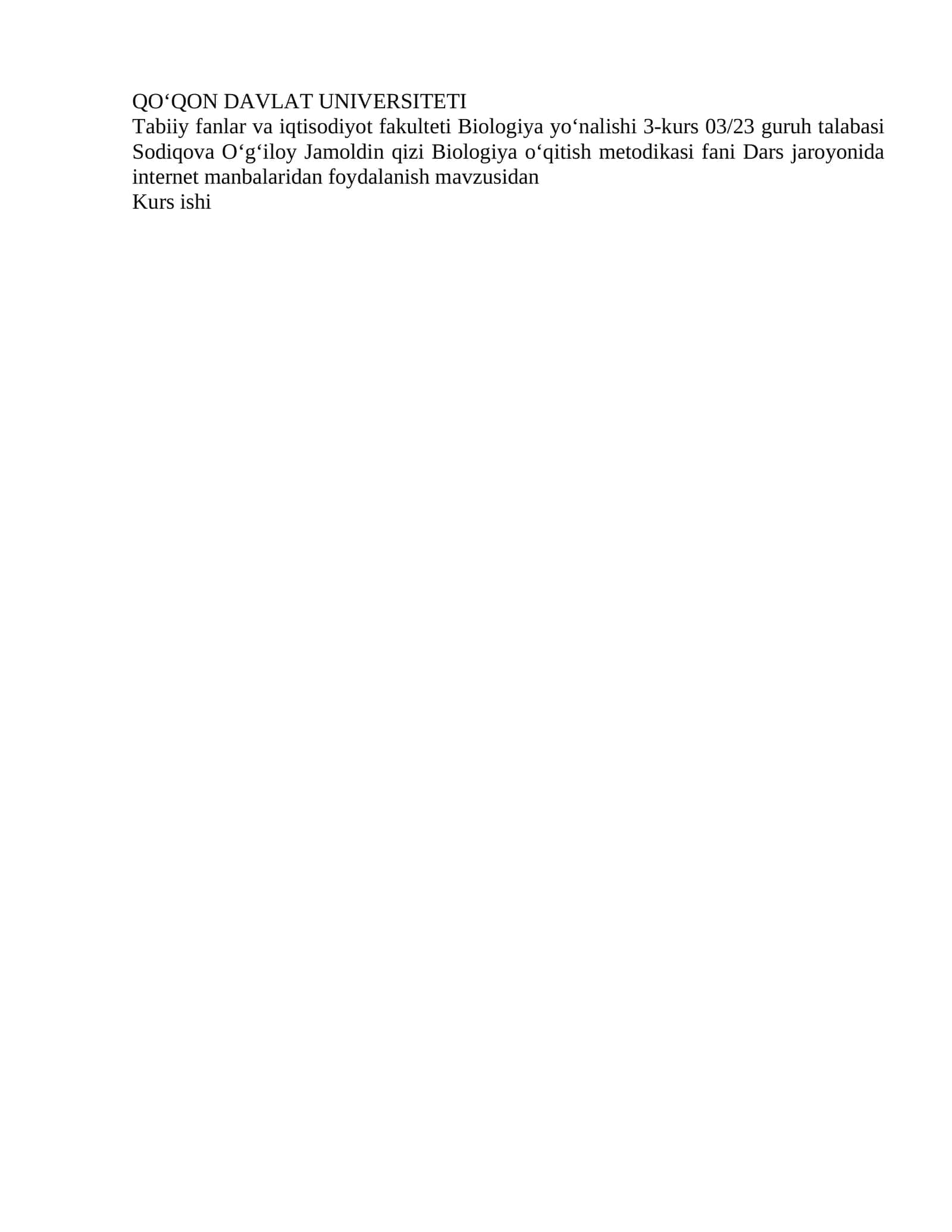 Biologiya oʻqitish metodikasi 1