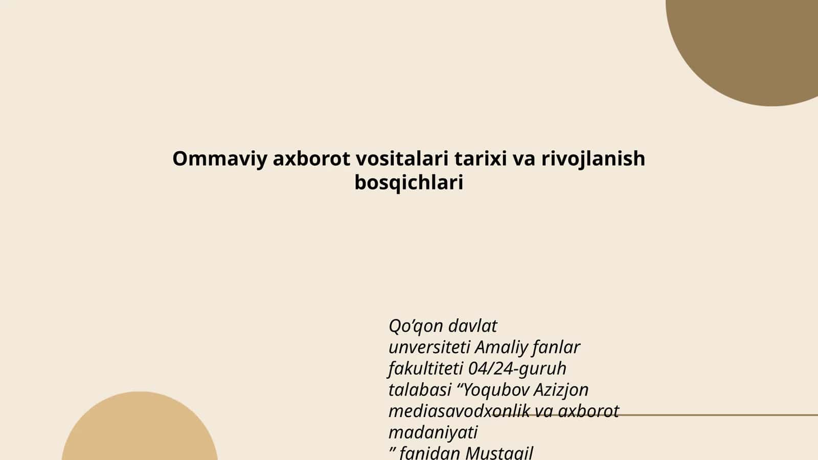 Ommaviy axborot vositalari tarixi va rivojlanish bosqichlari 1