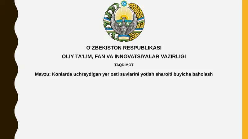 Yer osti suvlarining sedimentlarda uchrash sharoitlarini baholash 1