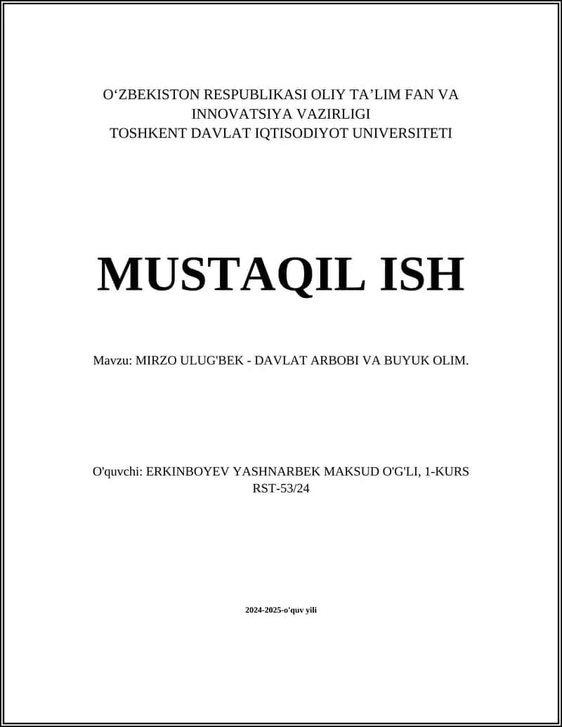 MIRZO ULUG'BEK - DAVLAT ARBOBI VA BUYUK OLIM 1