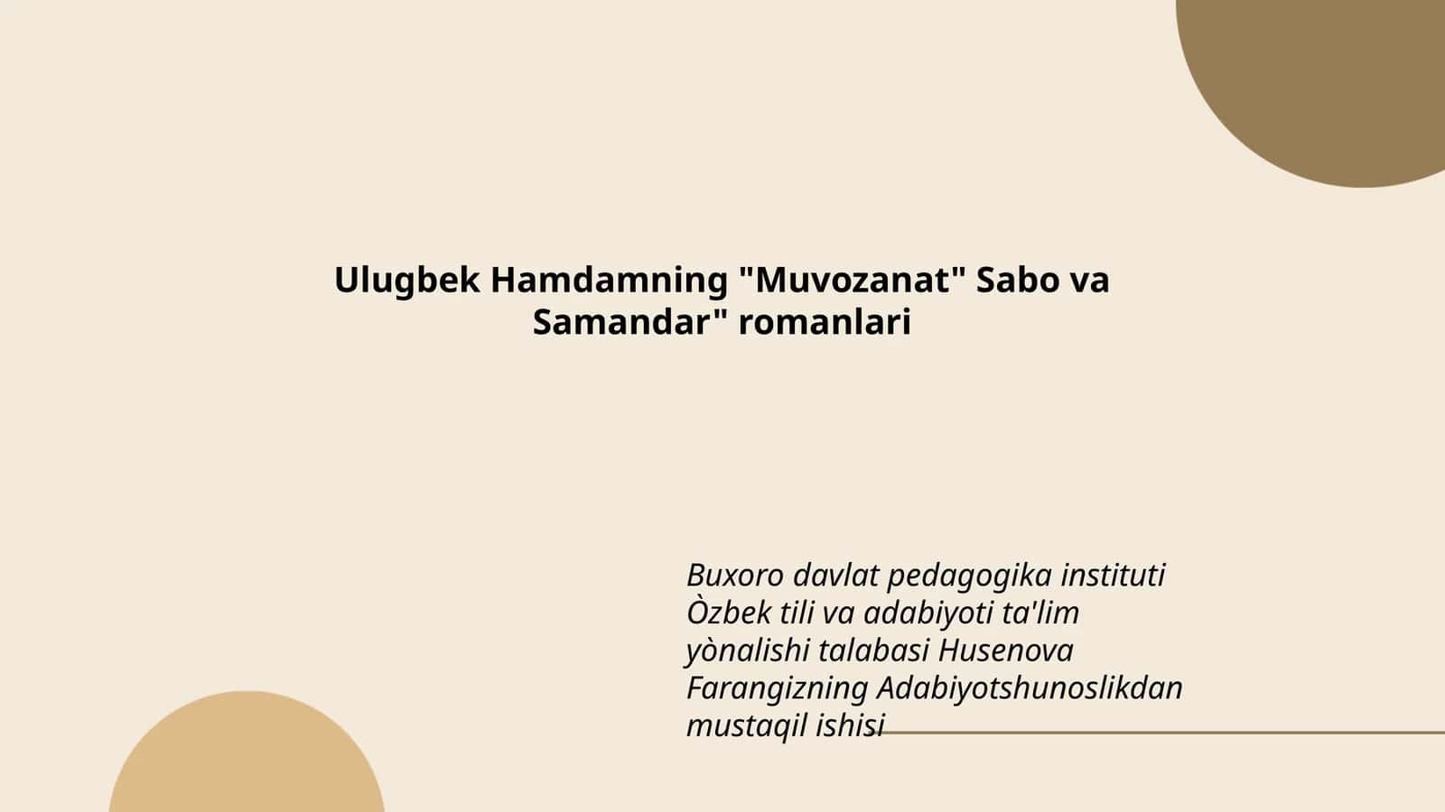 Adabiyotshunoslikdan mustaqil ishi 1