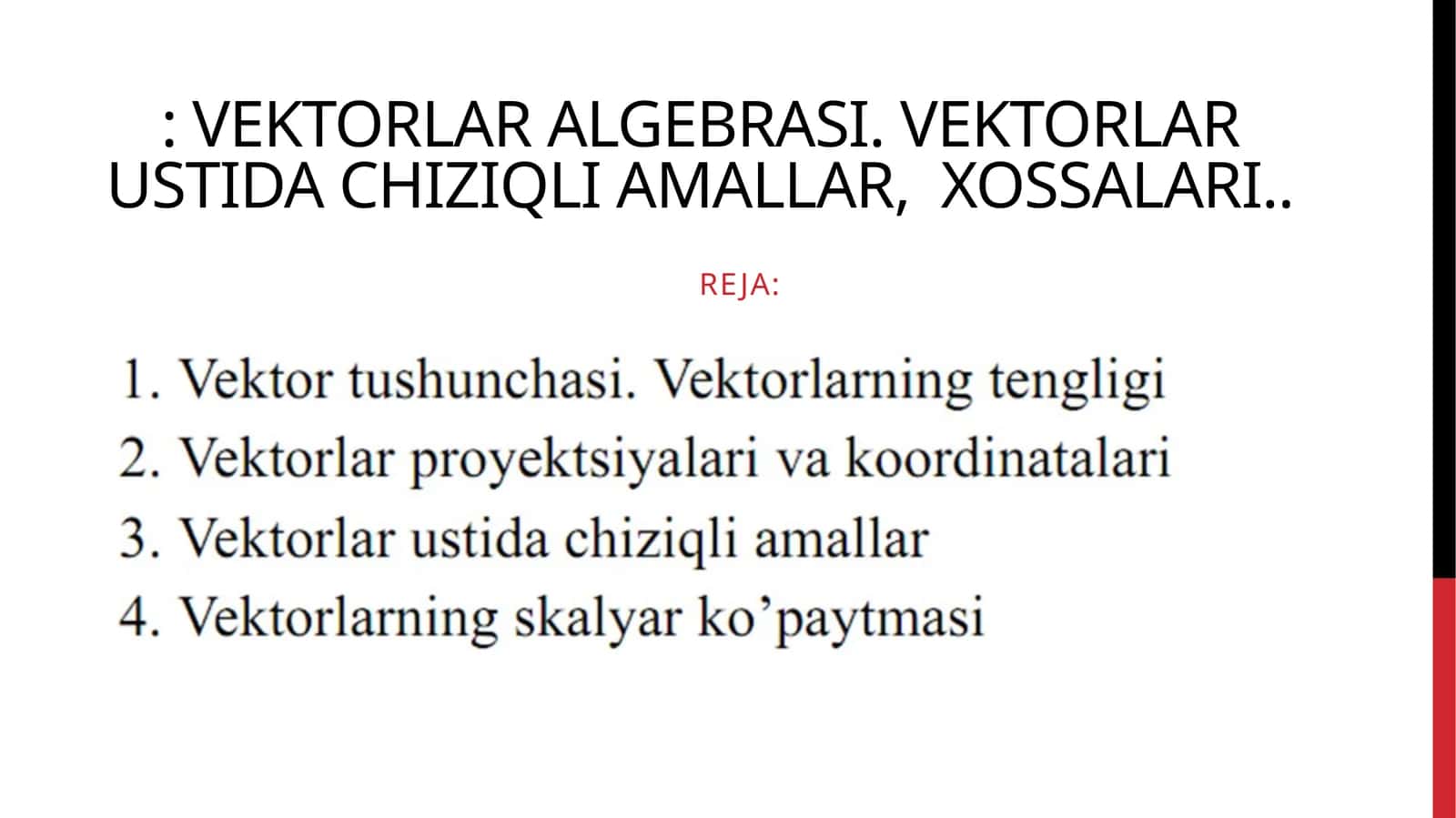 Vektorlar algebrasi 1