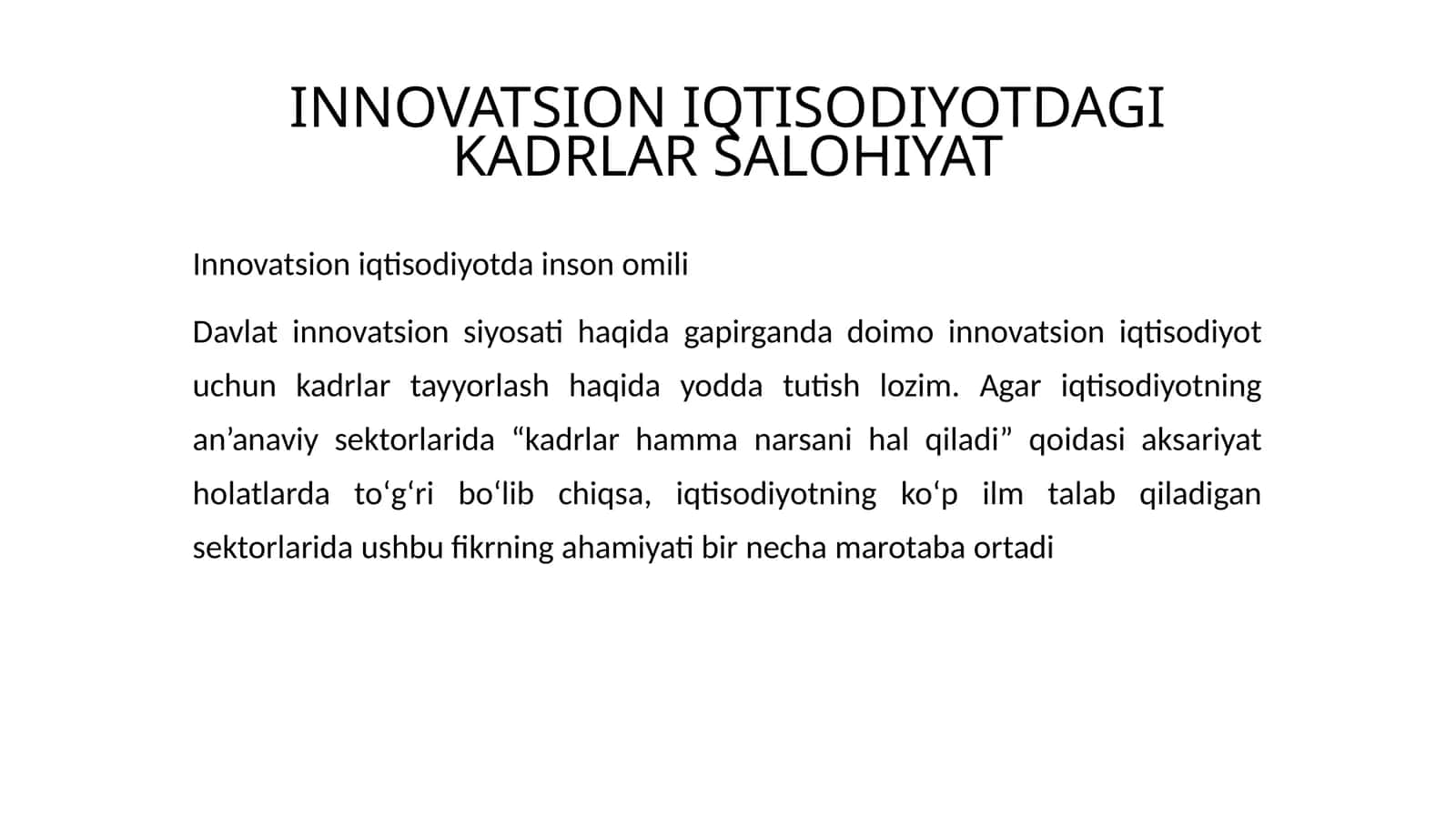 INNOVATSION IQTISODIYOTDAGI KADRLAR SALOHIYAT 1