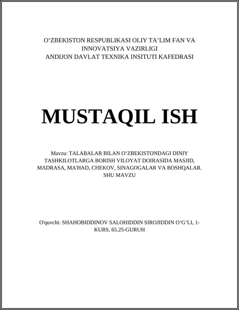 Talabalar bilan oʻzbekistondagi diniy tashkilotlarga borish 1