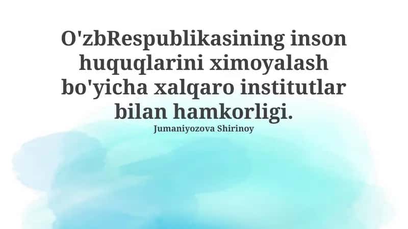 O'zbekistonning Inson Huquqlari 1