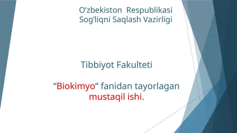 Biokimyo - Xolesterin tashilishida APO-oqsillari, yog' bosishi. Sfingolipidozlar 1
