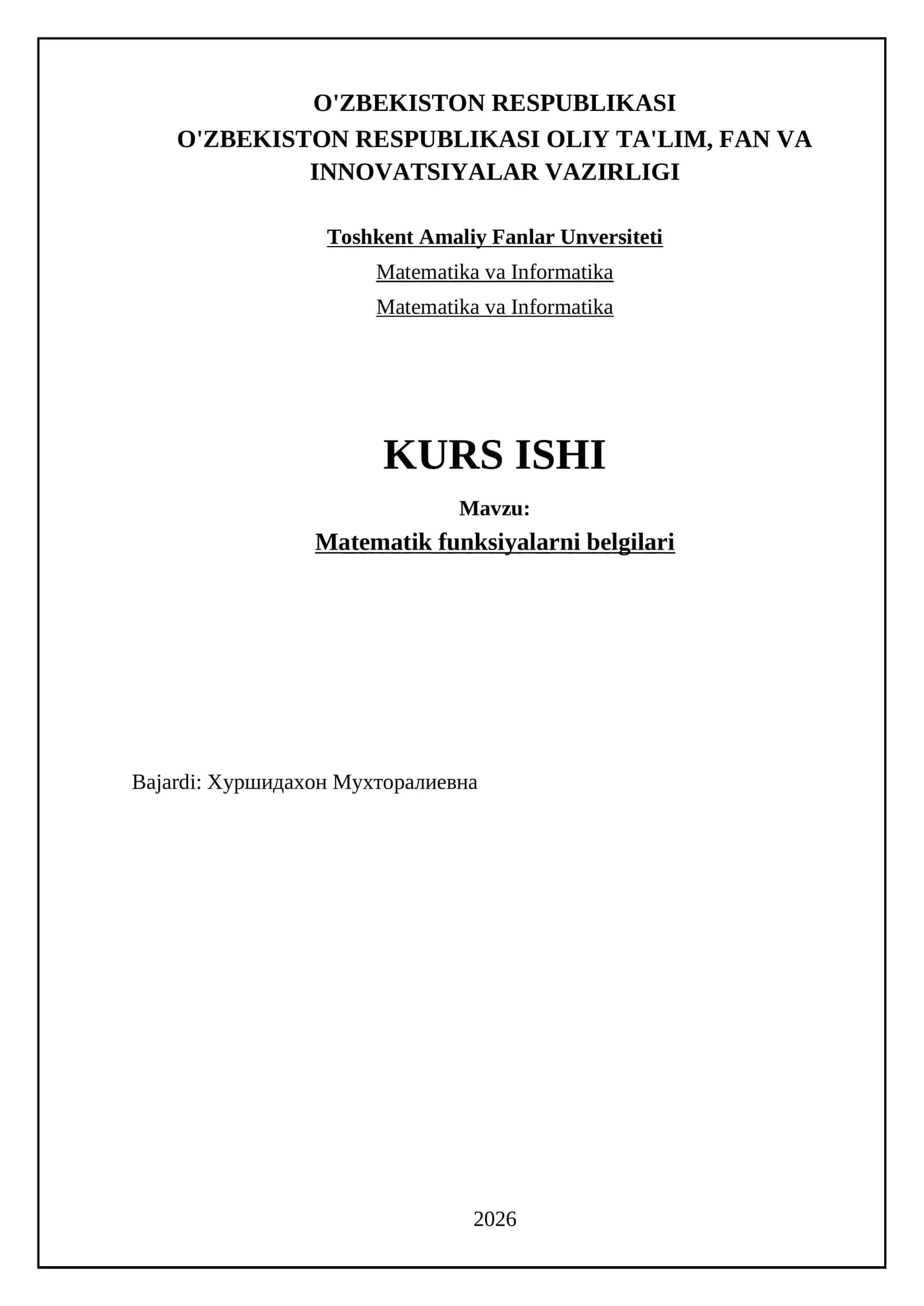 Matematik funksiyalarni belgilari 1