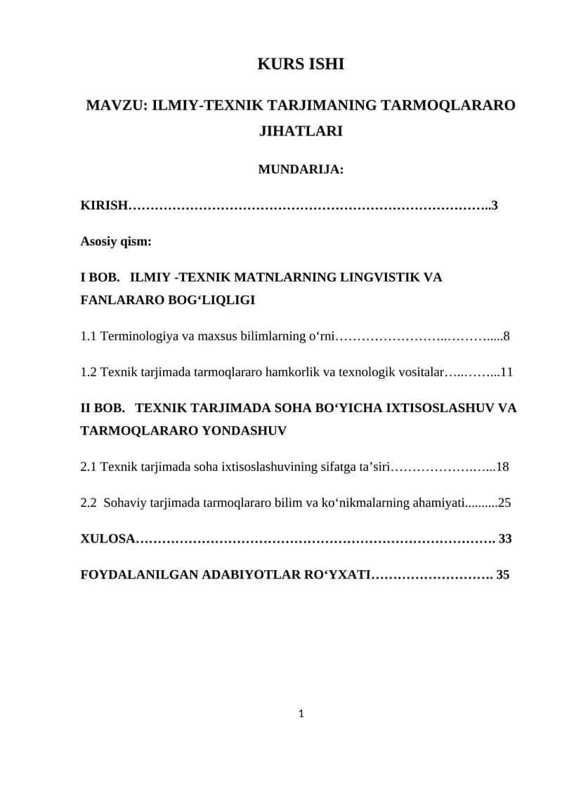 ILMIY-TEXNIK TARJIMANING TARMOQLARARO JIHATLARI 1