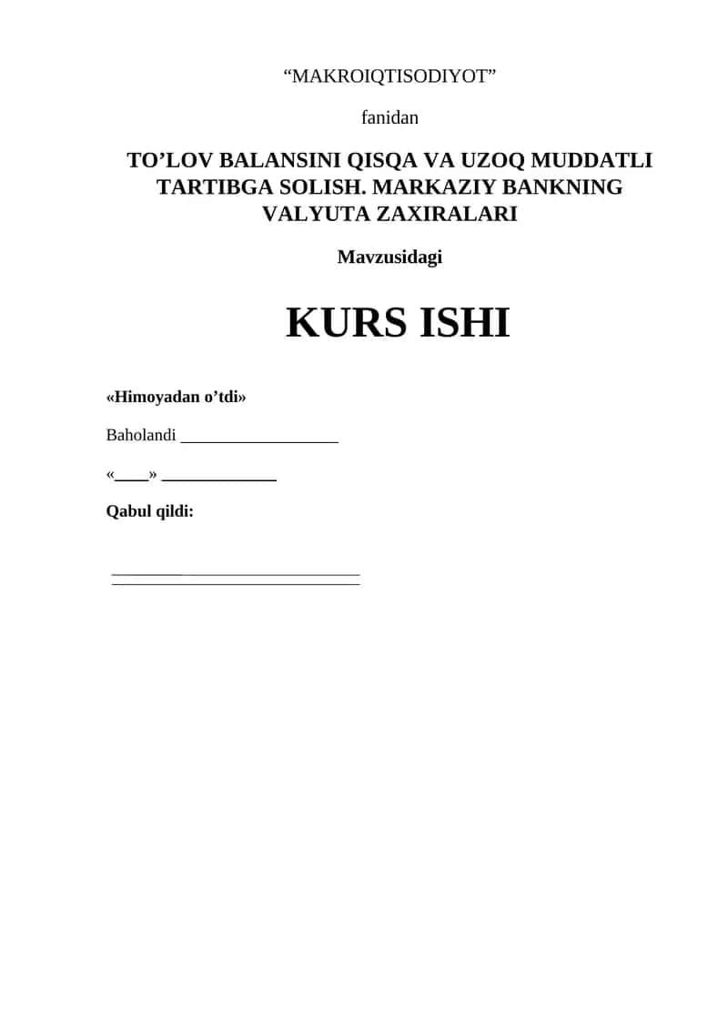 TO’LOV BALANSINI QISQA VA UZOQ MUDDATLI TARTIBGA SOLISH 1
