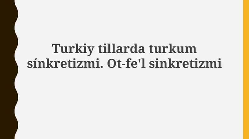 Turk tillarida so'z turkumlari va sinkretizm 1