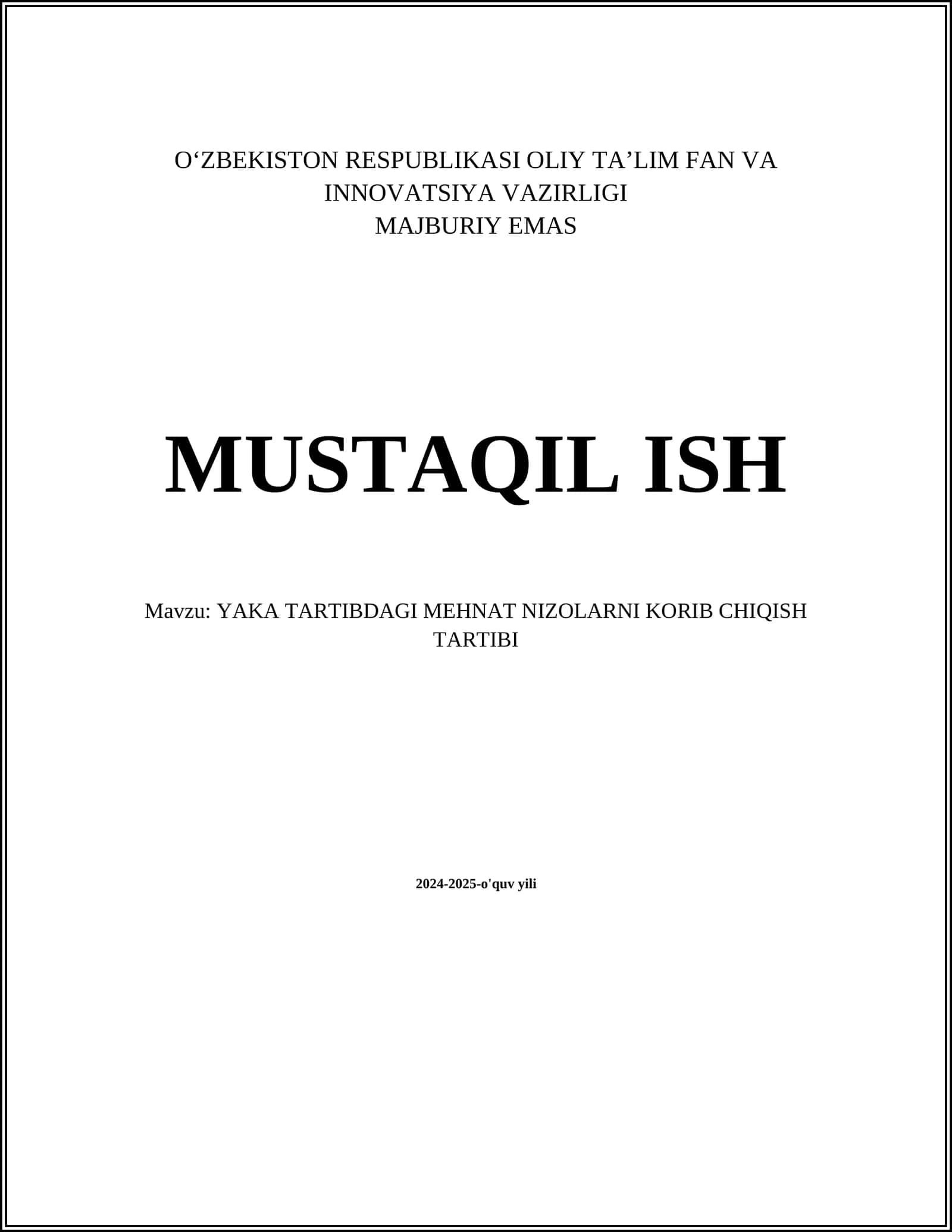 YAKA TARTIBDAGI MEHNAT NIZOLARNI KORIB CHIQISH TARTIBI 1