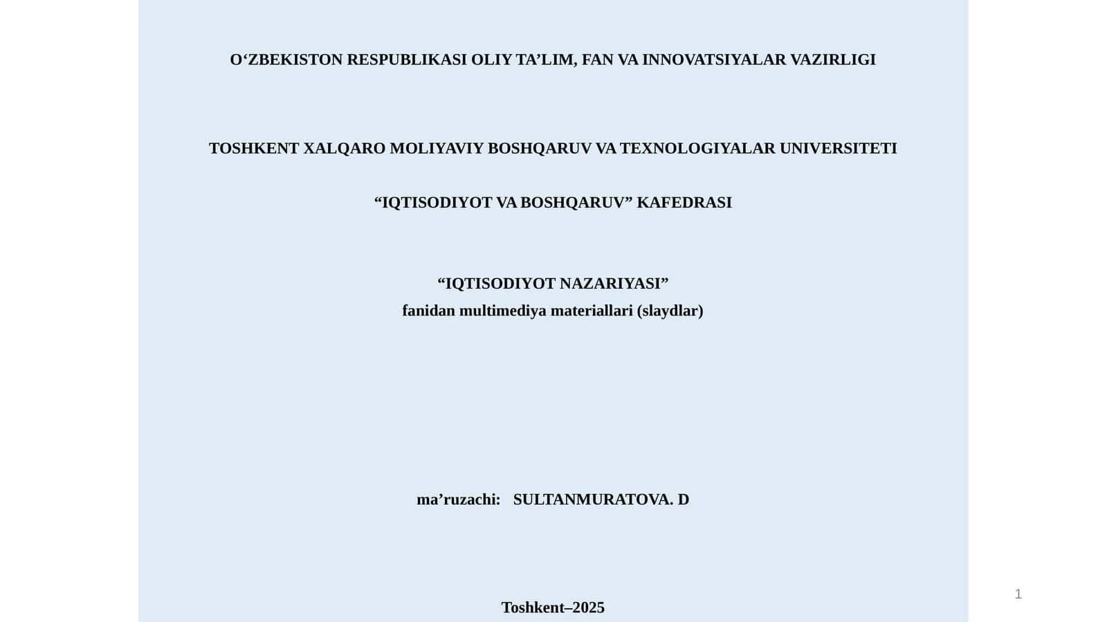 Ishchi kuchi, uning bandligi va ishsizlik 1