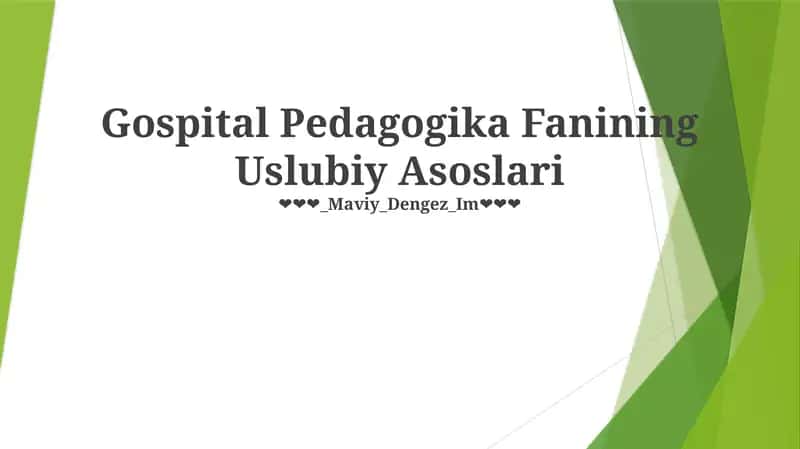 Gospital Pedagogika Fanining Uslubiy Asoslari 1