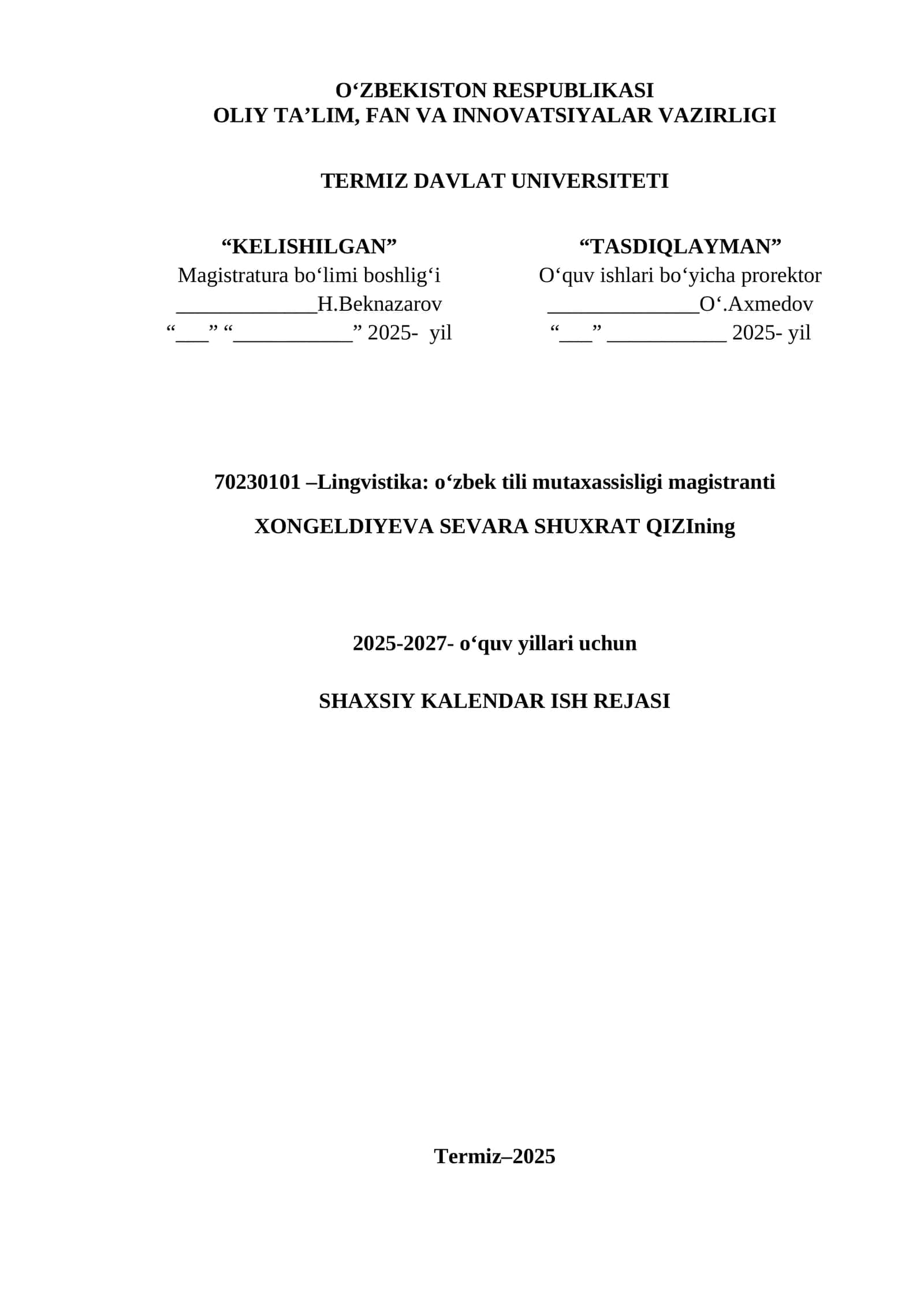 Lingvistika: oʻzbek tili mutaxassisligi magistranti 1