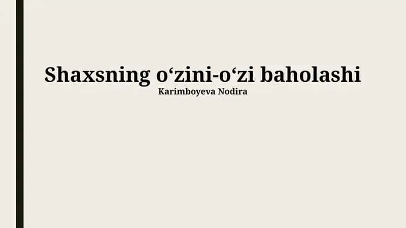 O'z-o'zini hurmat qilish 1