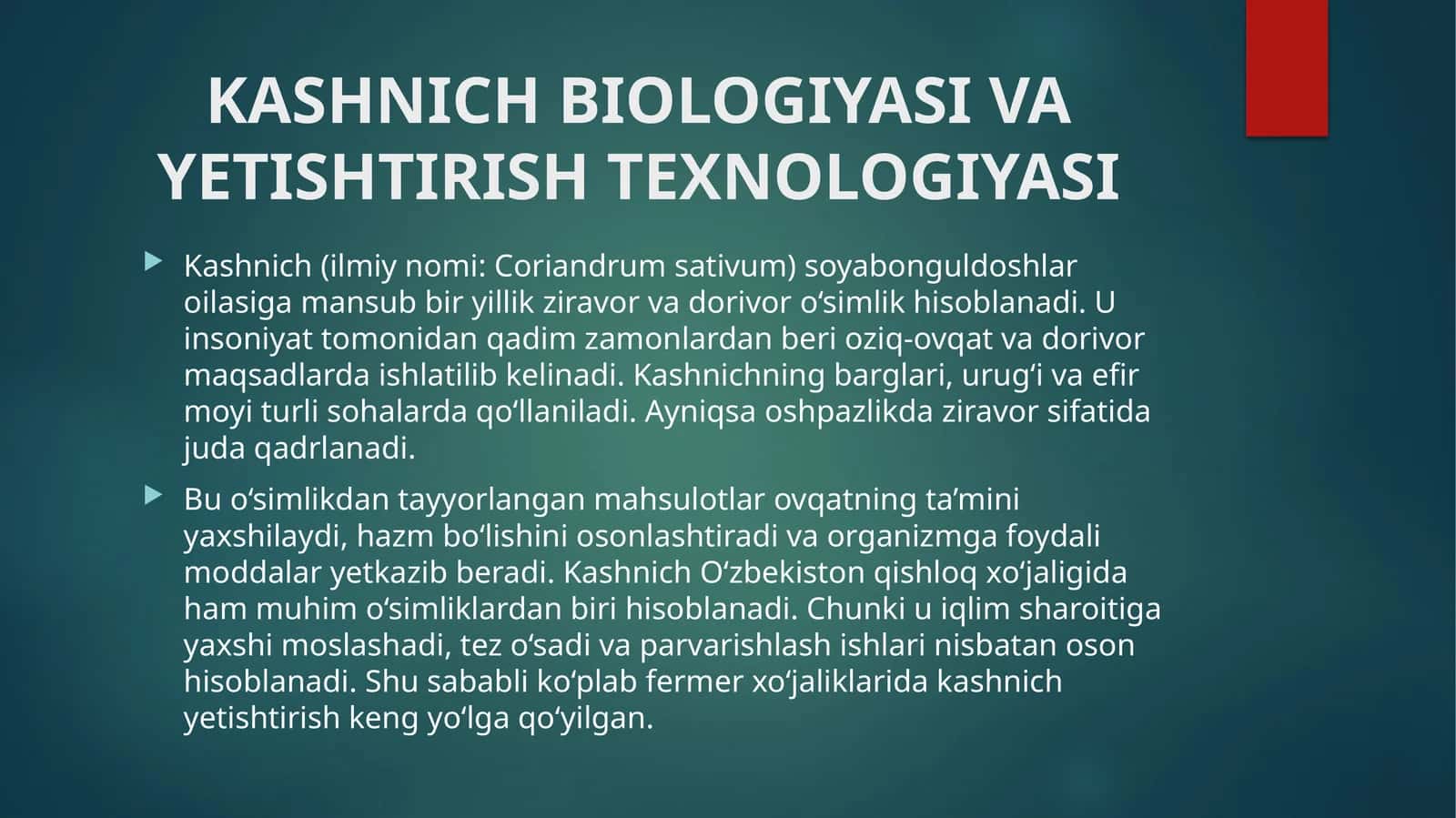 KASHNICH BIOLOGIYASI VA YETISHTIRISH TEXNOLOGIYASI 1