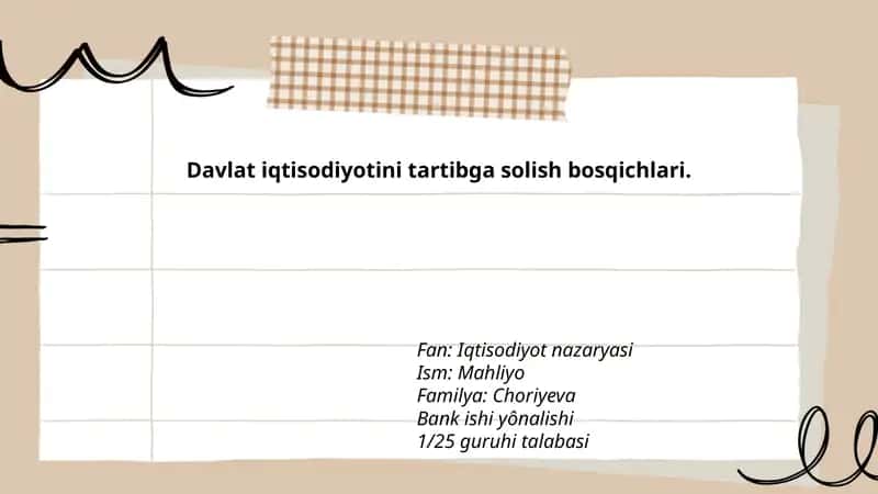 Davlat iqtisodiyotini tartibga solish bosqichlari 1