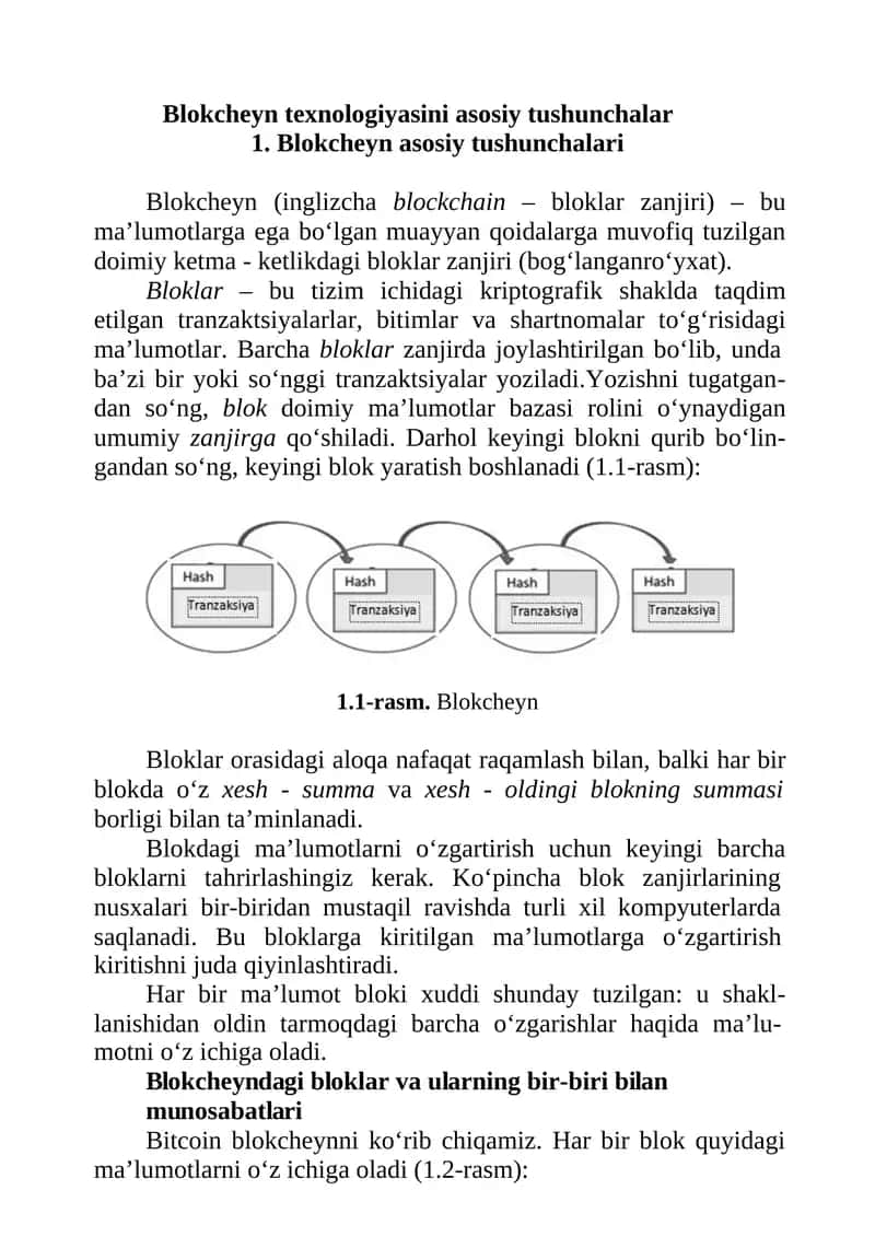 Blokcheyn texnologiyasini asosiy tushunchalar 1