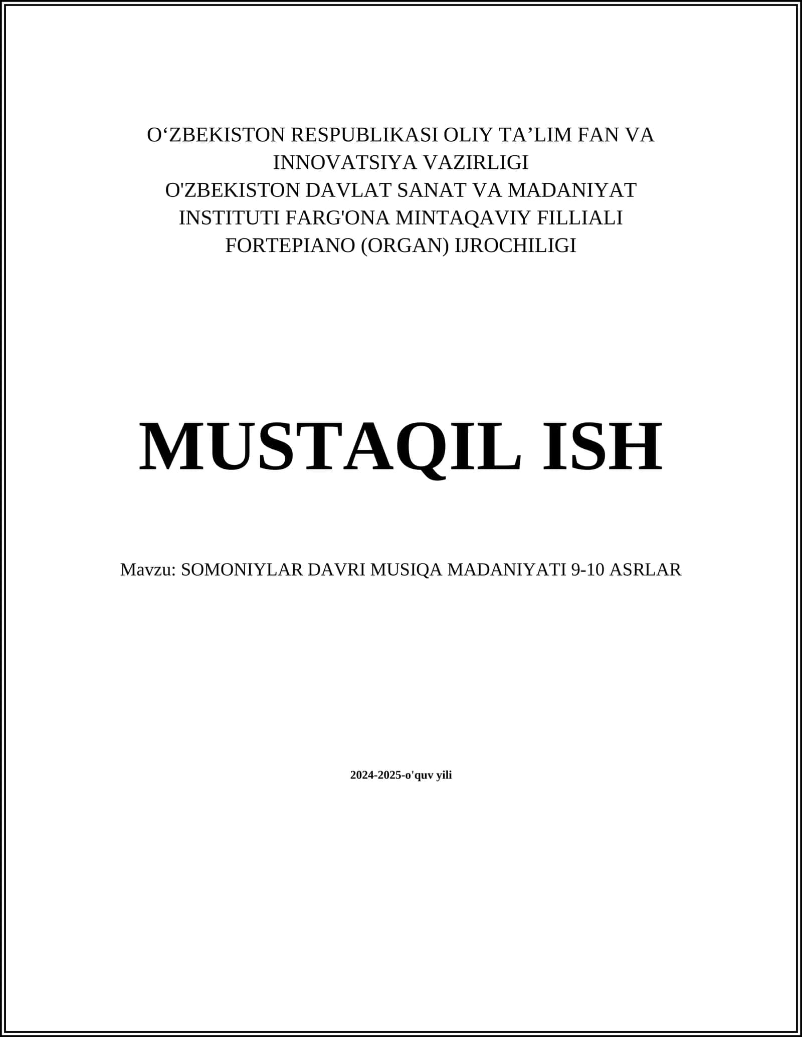 SOMONIYLAR DAVRI MUSIQA MADANIYATI 9-10 ASRLAR 1